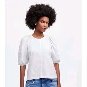 MADEWELL Puff-Sleeve Tee Small White Crew Short Sleeve Top Relaxed NWT B48